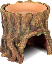 Load image into Gallery viewer, ReptiZoo Humidifying Tree Stump Hideout with Ceramic Water Bowl