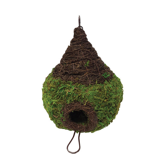 Galapagos Raindrop Woven Moss Reptile Hide \ Birdhouse with Installation Chain 10" x 13"
