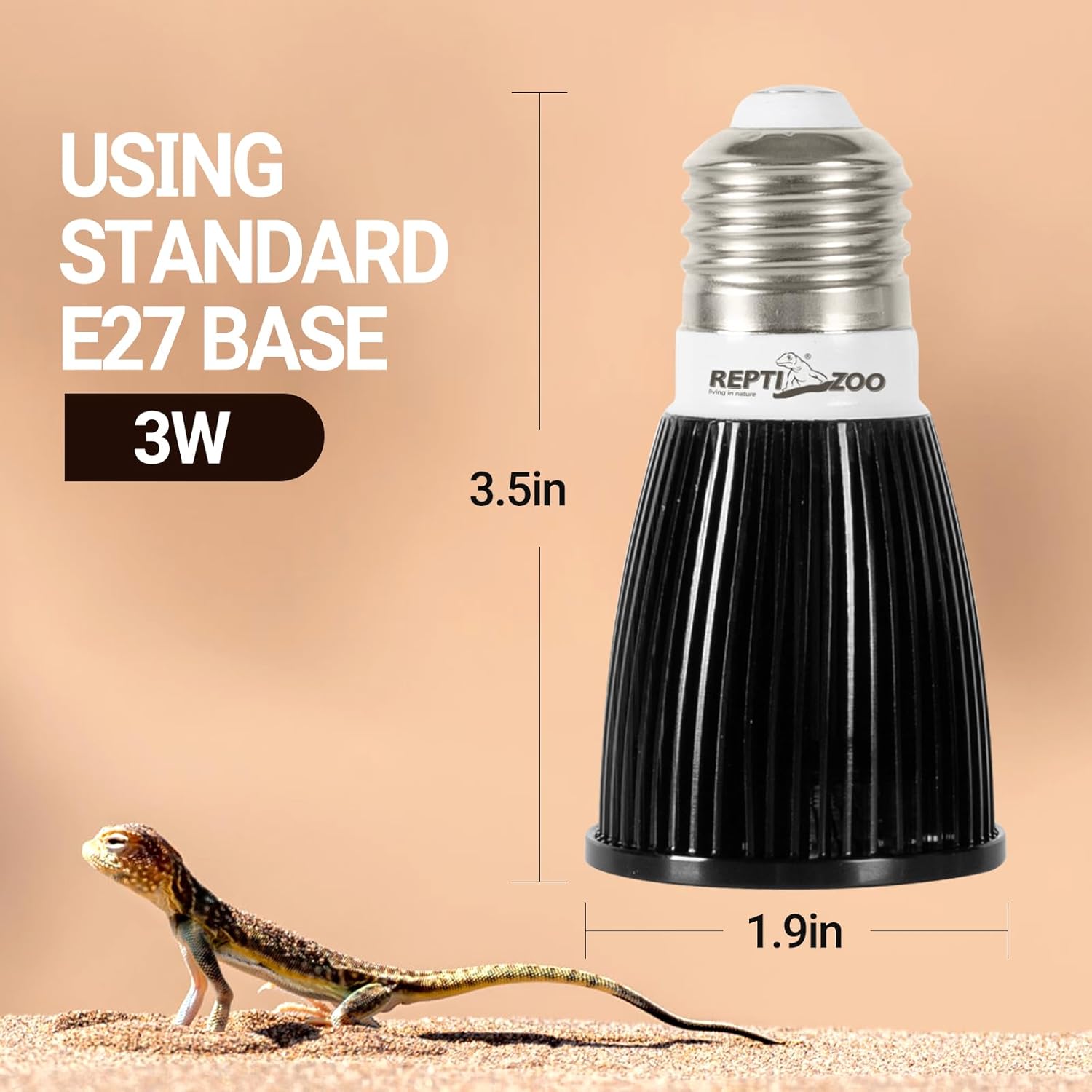 ReptiZoo UVB LED Mini Desert Lamp 3W – Northern Gecko Inc