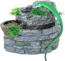 Load image into Gallery viewer, ReptiZoo Reptile Rock Block Waterfall with Food Dish
