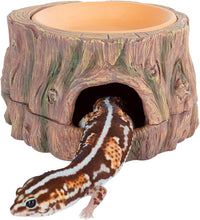 Load image into Gallery viewer, ReptiZoo 3-in-1 Humidifying Tree Stump Hideout with Ceramic Water Bowl
