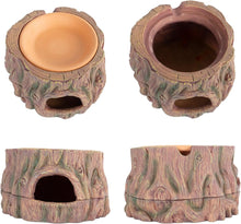 Load image into Gallery viewer, ReptiZoo 3-in-1 Humidifying Tree Stump Hideout with Ceramic Water Bowl
