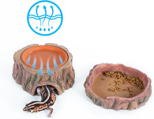 Load image into Gallery viewer, ReptiZoo 3-in-1 Humidifying Tree Stump Hideout with Ceramic Water Bowl
